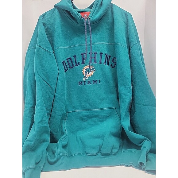 Vintage Miami Dolphins Hoodie Sweatshirt Green  XXL 90s Y2K NFL - Picture 1 of 16